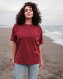 Unisex Shirt Qualle, dunkelrot