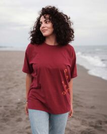 Unisex Shirt Qualle, dunkelrot