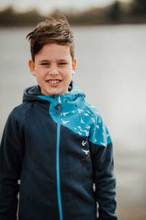 Kids Zip Hood Sweat | Wind dunkelblau